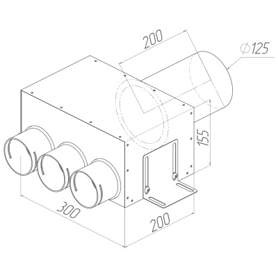 Присоединительная коробка Provent VPD 125/75×3 на 3 выхода, прямая круглая
