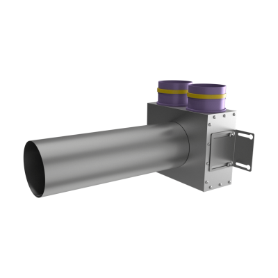 Присоединительная коробка потолочная Provent VPSL 125/90×2 на 2 выхода (L=400 мм), круглая