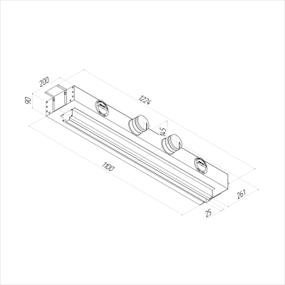 Вентиляционная решетка щелевая Provent VPNDG 1000/75х4 для гипсокартона на 4 выхода