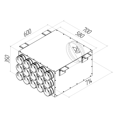 Присоединительная коробка Provent KV 250/90×15 на 15 выходов
