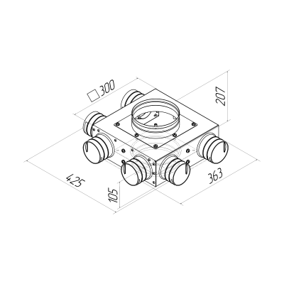 Присоединительная коробка проходная Provent KVF 160/125/75×6 на 6 выходов