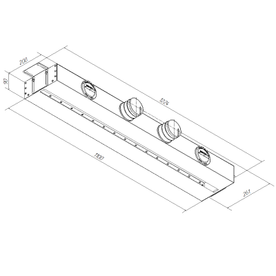 Вентиляционная решетка щелевая Provent VPN 1000/75х4 на 4 выхода