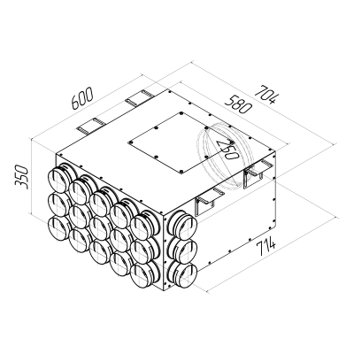 Присоединительная коробка Provent KV 250/90×18 на 18 выходов