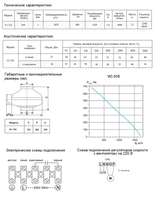 Вентилятор канальный VC-315 (с кронштейном) Вентилятор канальный VC-315 (с кронштейном)